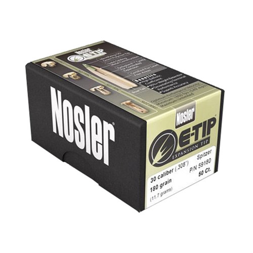 Nosler E-Tip Lead Free Rifle Bullets .30-30 Win .308" 150 gr RN-ETIP 50/ct