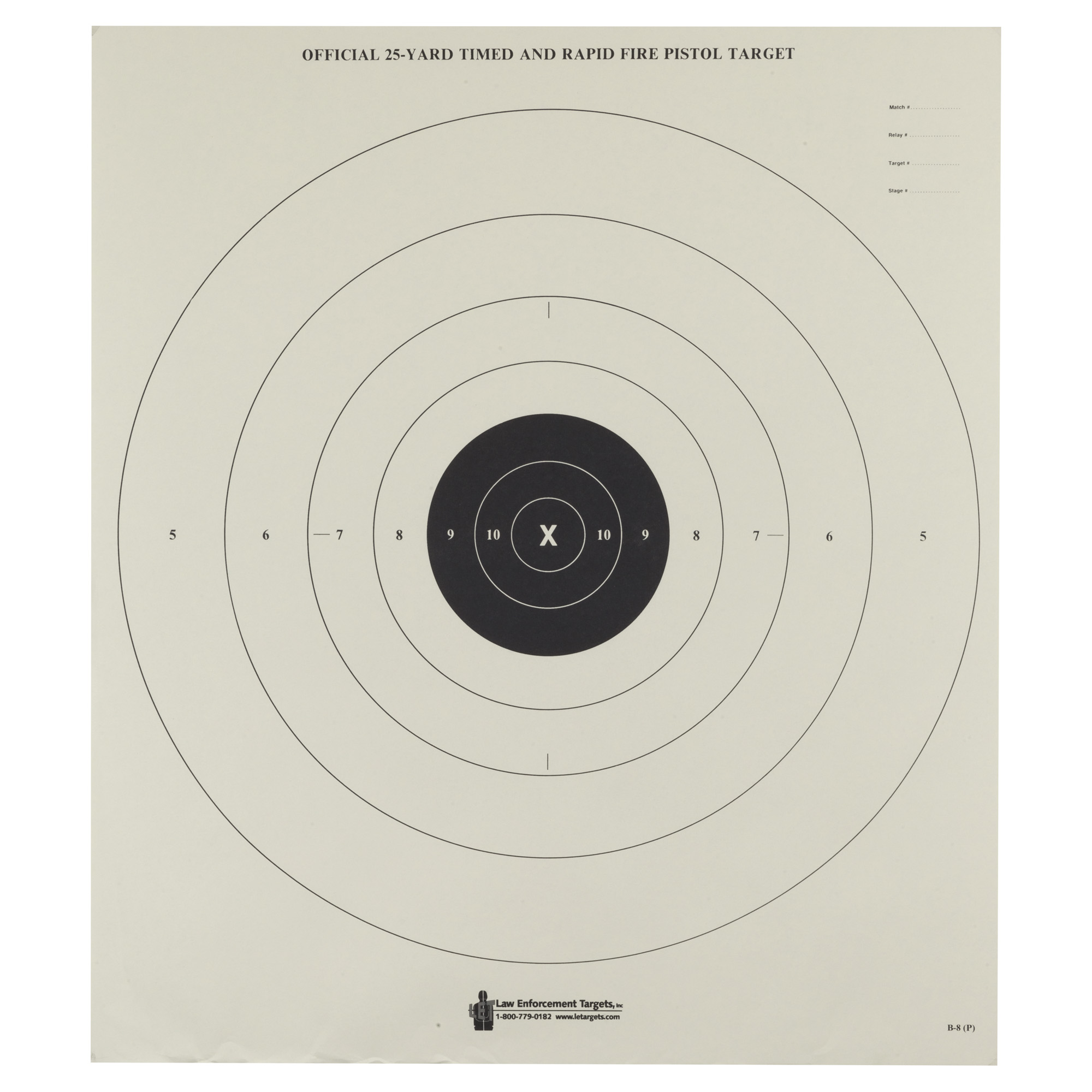 Action Target B8100 Competition NRA Time & Rapid Fire Bullseye Heavy Paper Hanging 25 yds Handgun 21" x 24" Black/White 100 Per Box