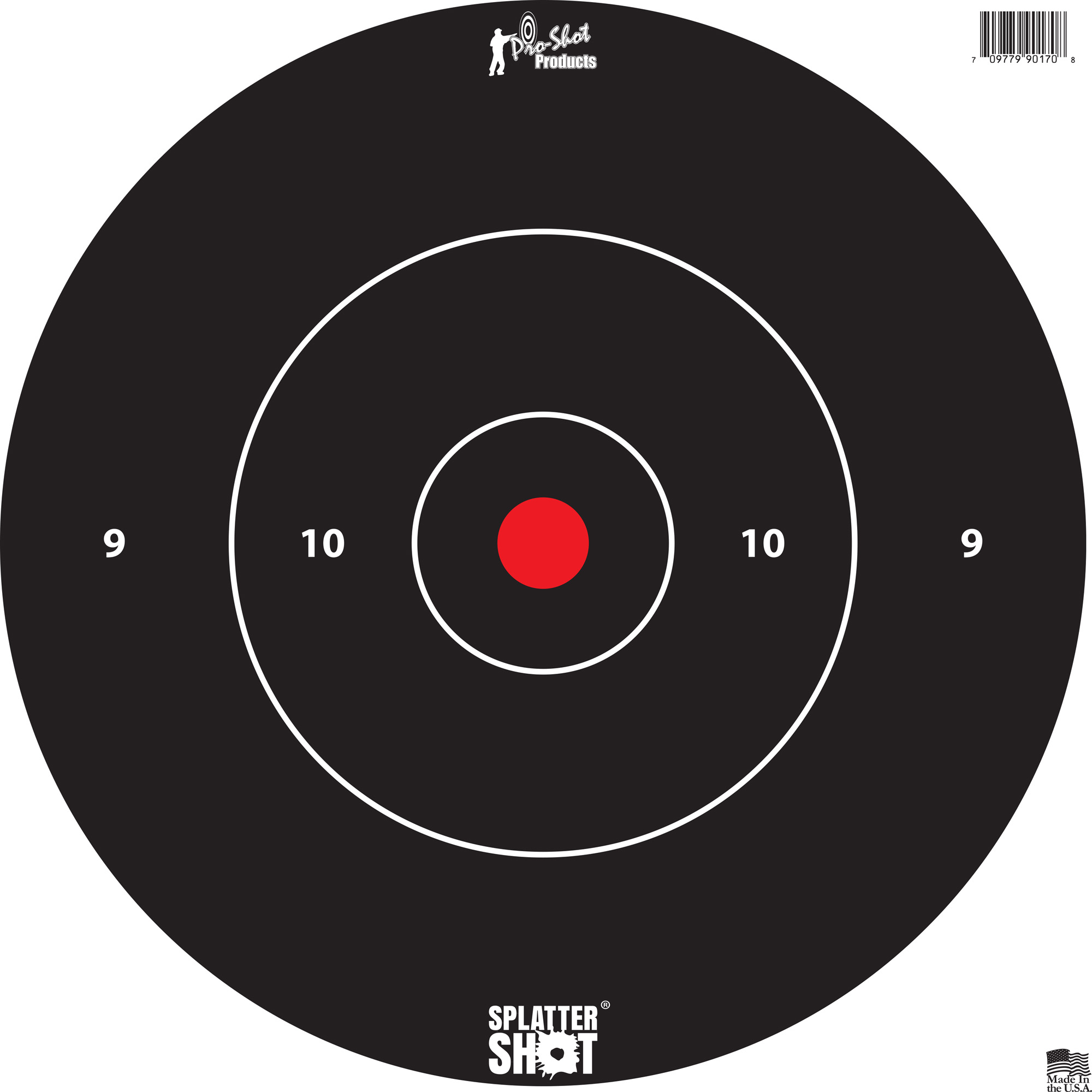 Pro-Shot 12BWHTETG5PK SplatterShot  Bullseye Hanging Tagboard 12" Black/Red Impact Enhancement White 5 Pack