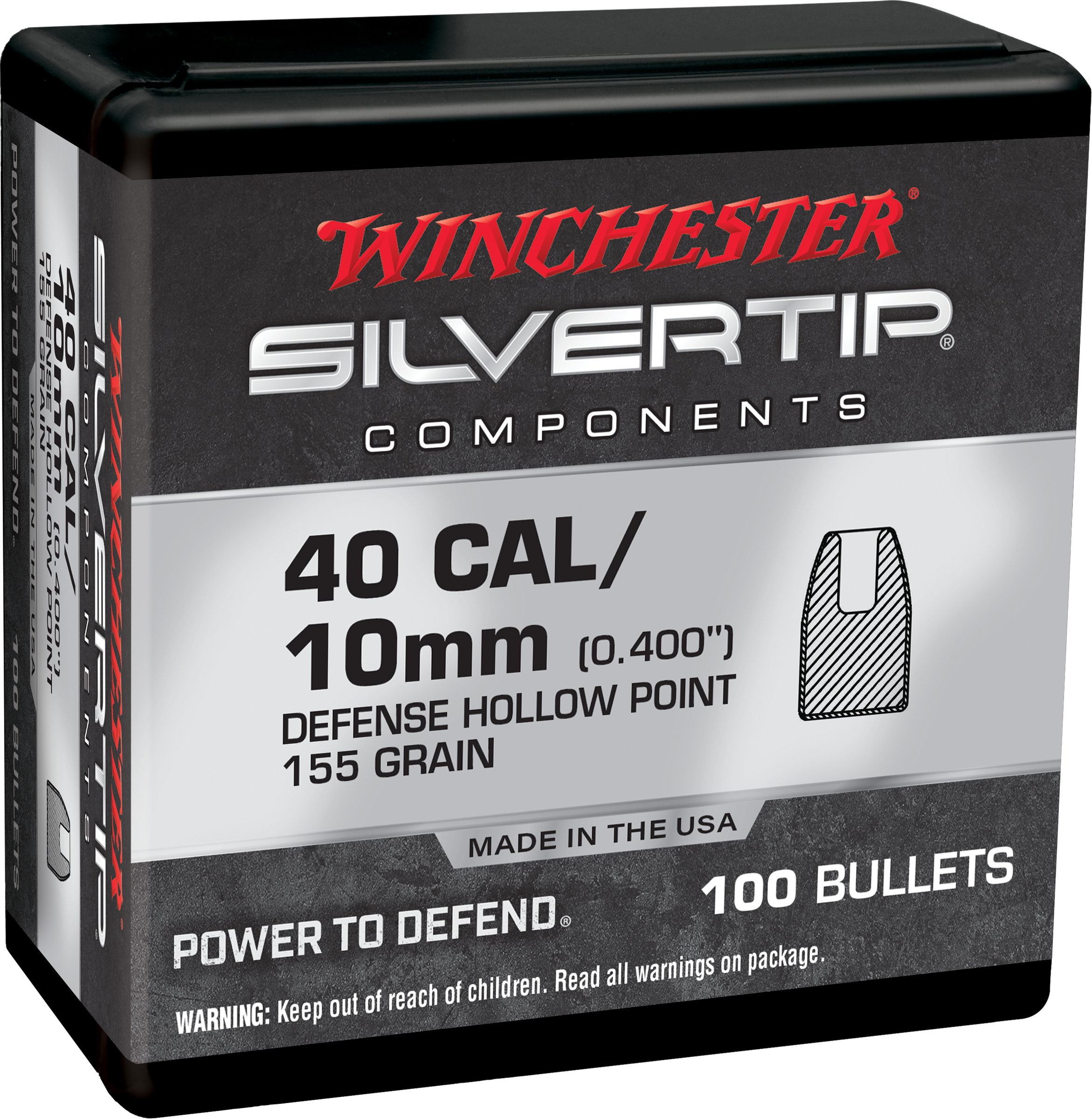 Winchester Ammo WB40ST155X Centerfire Handgun Reloading 40S&W 155gr Silvertip Hollow Point 100 Per Box/10 Case
