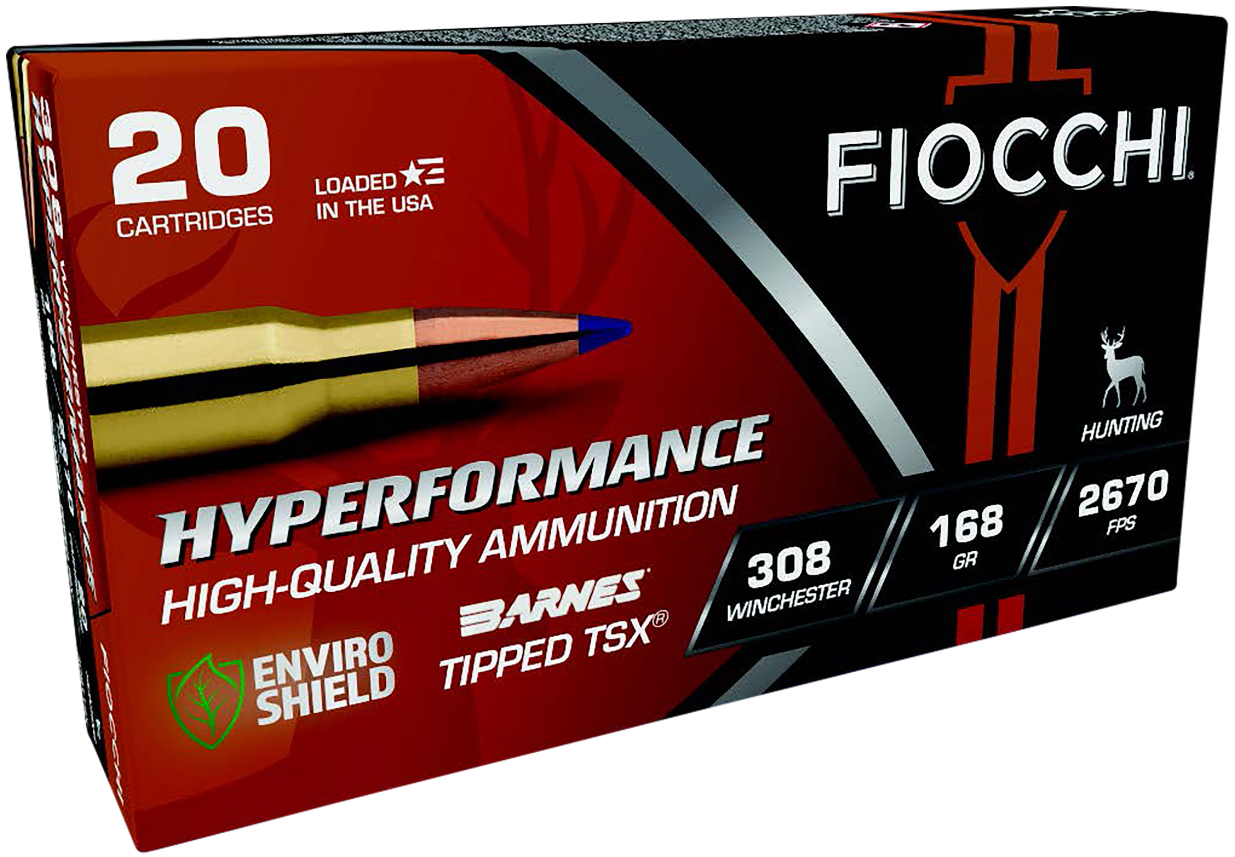 Fiocchi Hyperformance Hunt 308 Winchester Barnes Tipped Tsx 168 Grain 20 Rounds