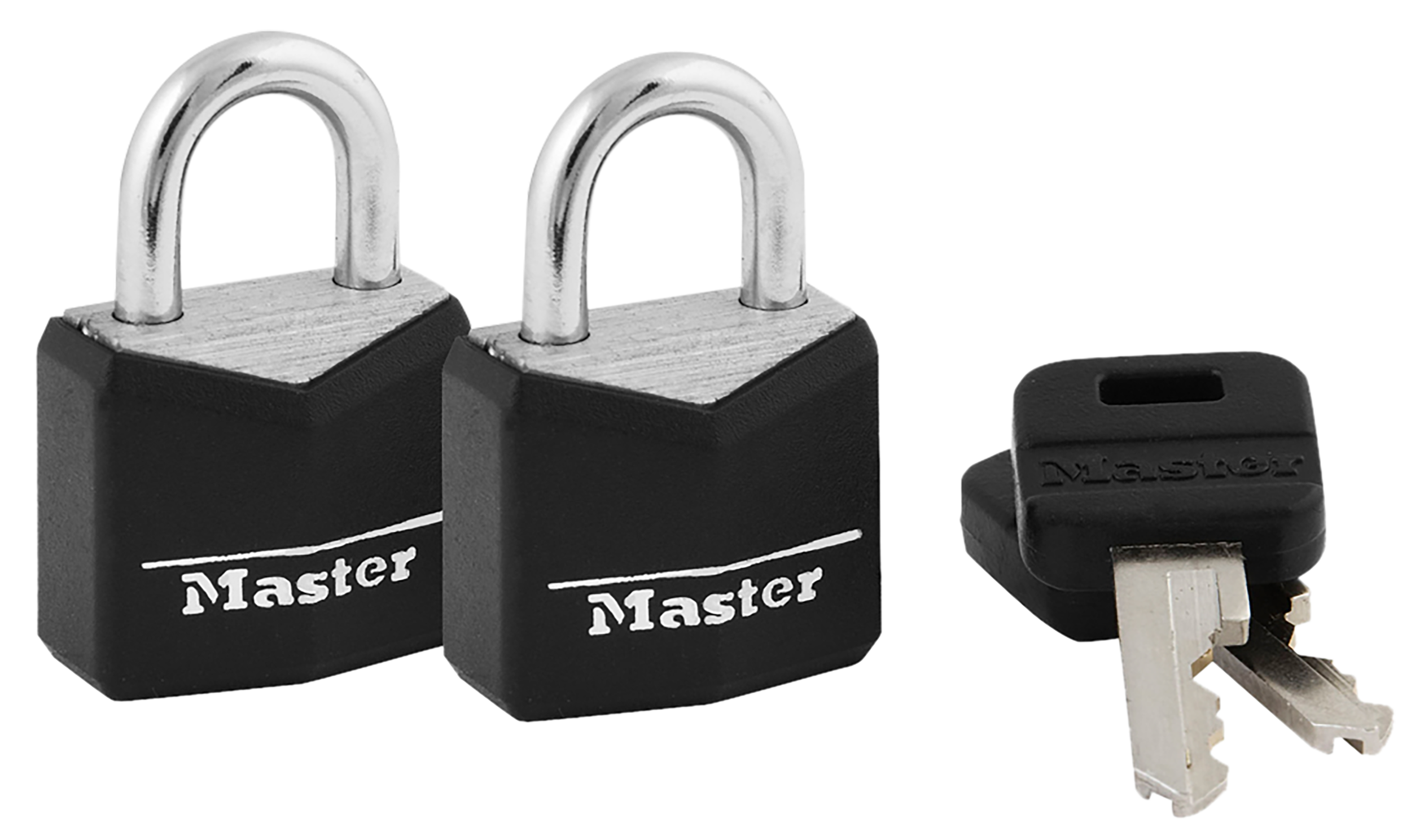 Master Lock 121T Padlock Keyed Open With Key Keyed Alike Steel Vinyl-Covered 2 Per Pkg