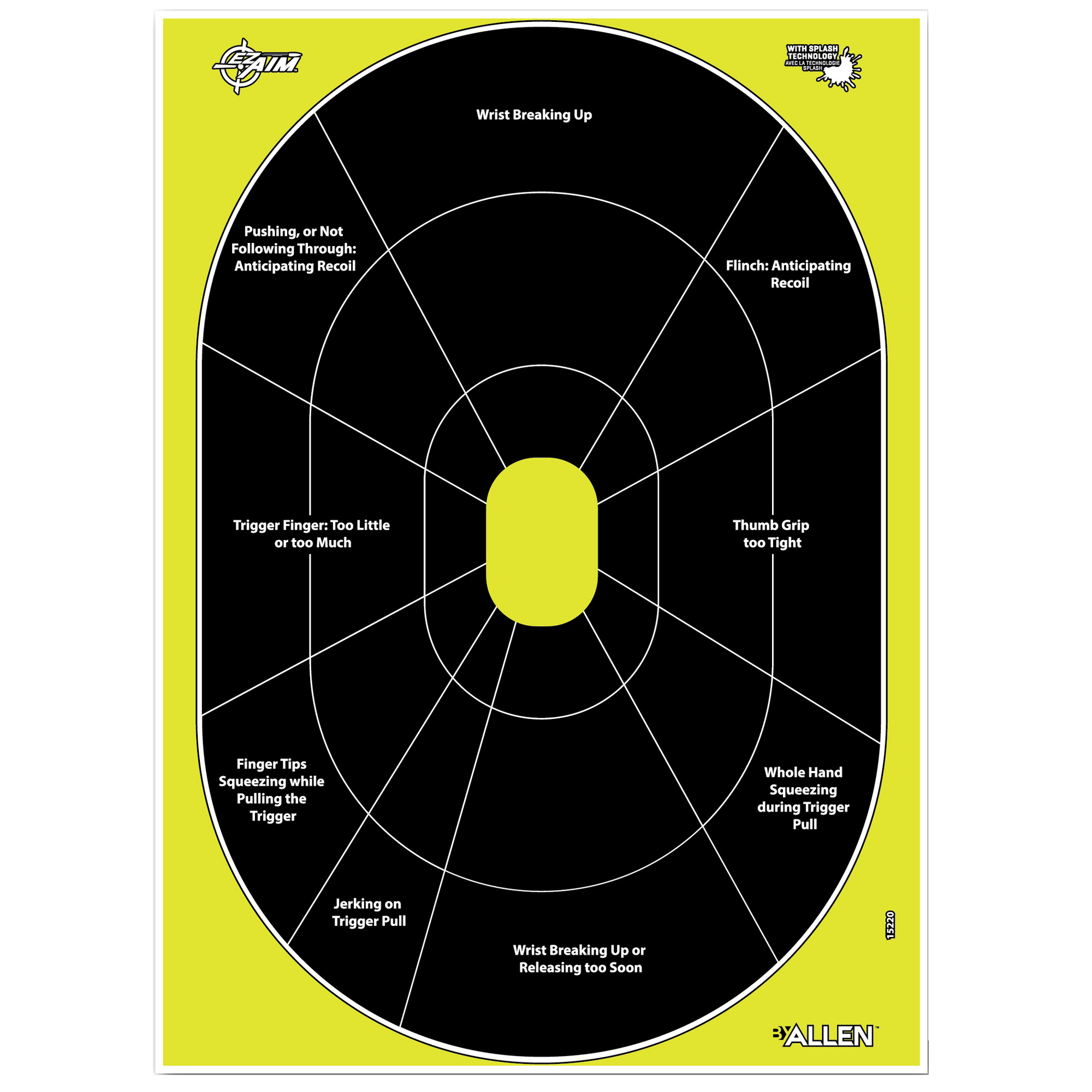 EzAim Splash Handgun Trainer Paper Target 12x18 8 pk.