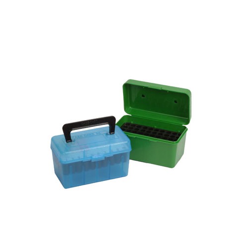 MTM Case-Gard H50RM24 Deluxe Ammo Box  Rifle Clear Blue Polypropylene 50rd