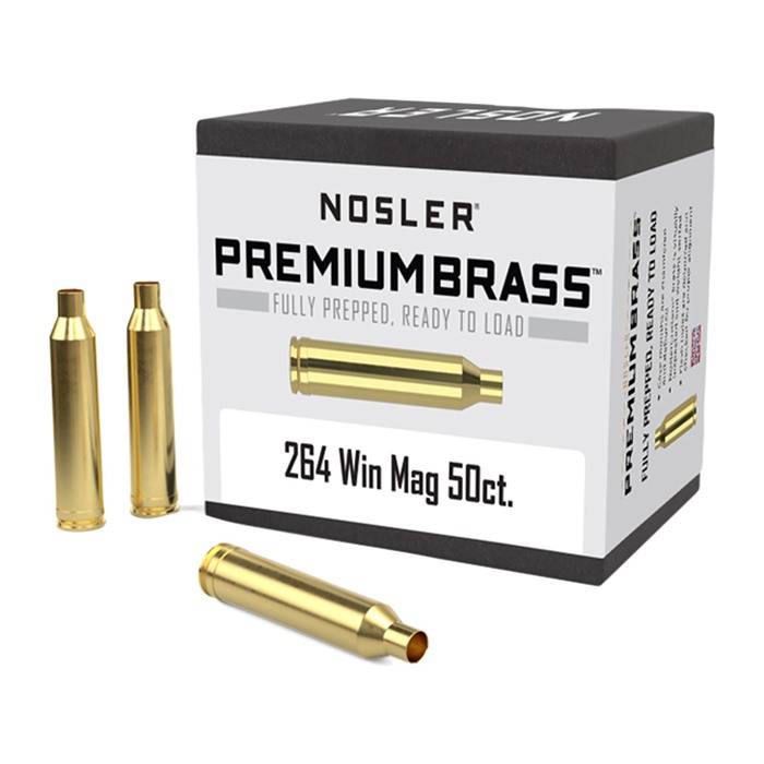 Nosler Unprimed Brass Rifle Cartridge Cases - 50 per box - .264 Win Mag