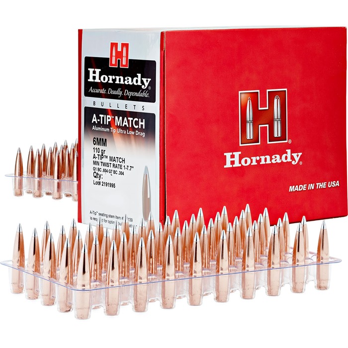 Hornady 245312   6mm .243 110gr A-Tip Match 500 Per Box/6 Case
