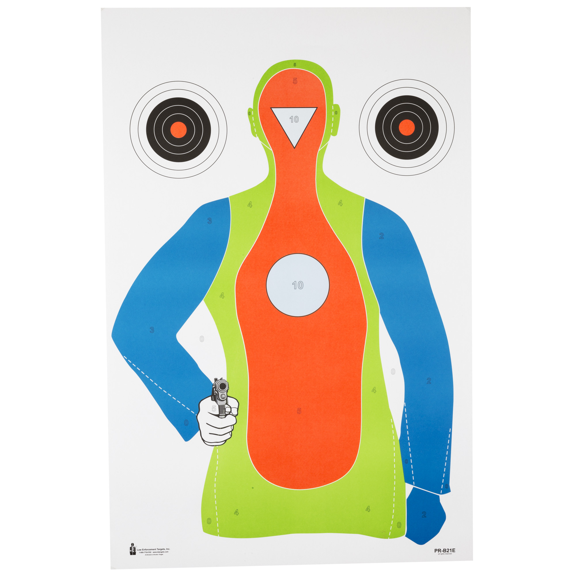 Action Target PRB21E100 Qualification High Visibility Fluorescent Silhouette Paper Hanging 23" x 35" Multi-Color 100 Per Box