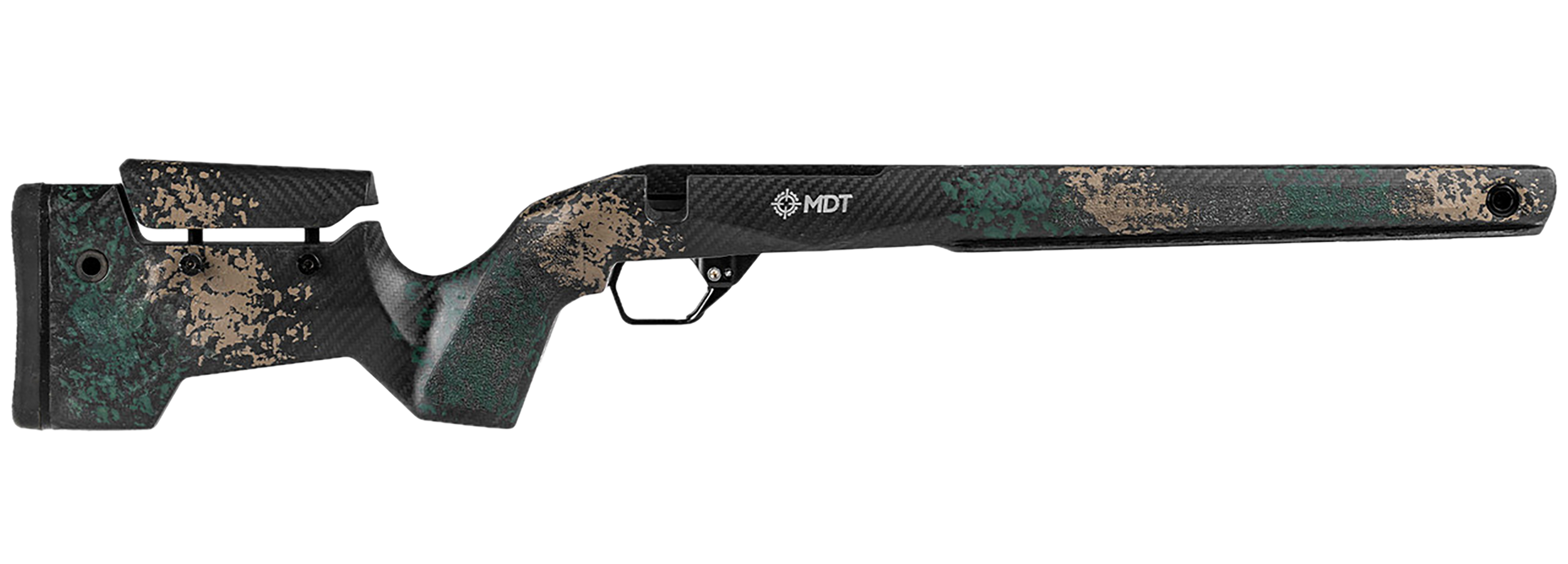 MDT CRBN Rifle Stock for Remington 700 Carbon Fiber Green FDE Foam Filled