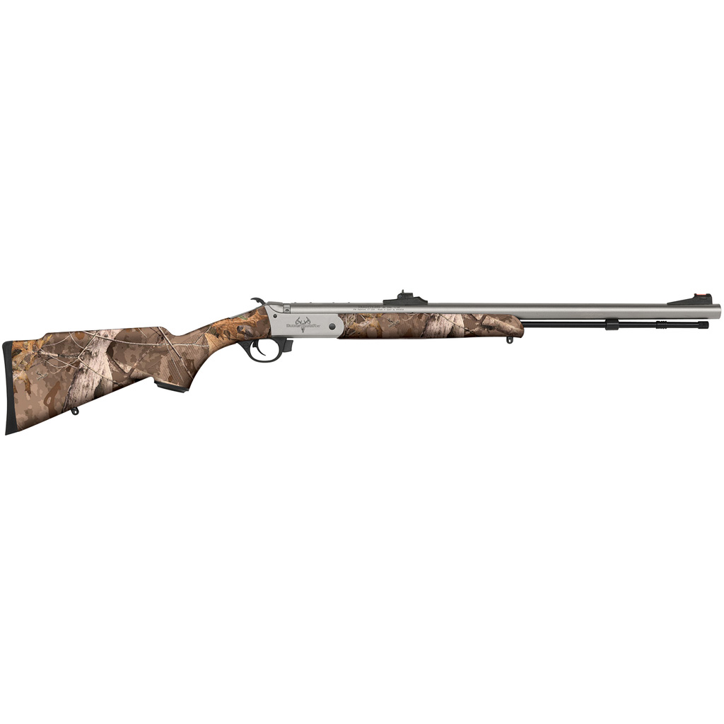 Traditions R721108432S Buckstalker XT 50 Cal 209 Primer 24", Stainless Cerakote Barrel/Rec, Next Wyld Camo Synthetic Stock, Fiber Optic Sights