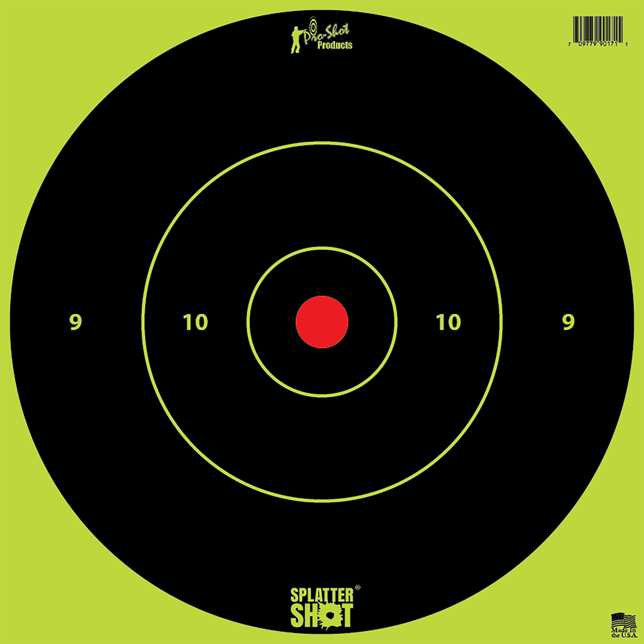 Pro-Shot 12BGREENTG12PK SplatterShot  12" Bullseye Hanging Heavy Paper Black/Red Impact Enhancement Yes White 12 PK