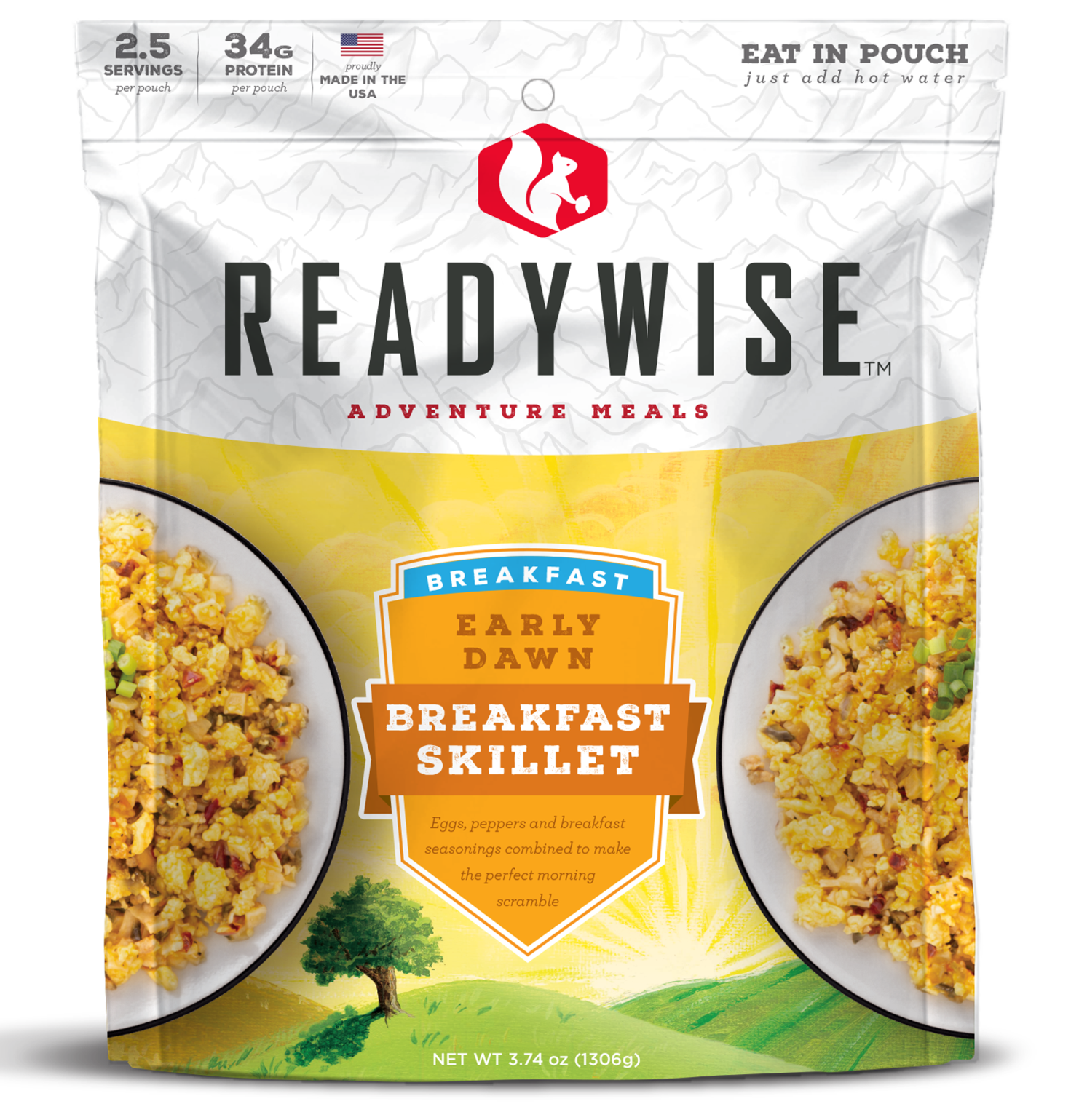 ReadyWise RW05012 Outdoor Food Kit Early Dawn Egg Scramble Breakfast Entree 2.5 Servings In A Resealble Pouch, 6 Per Case