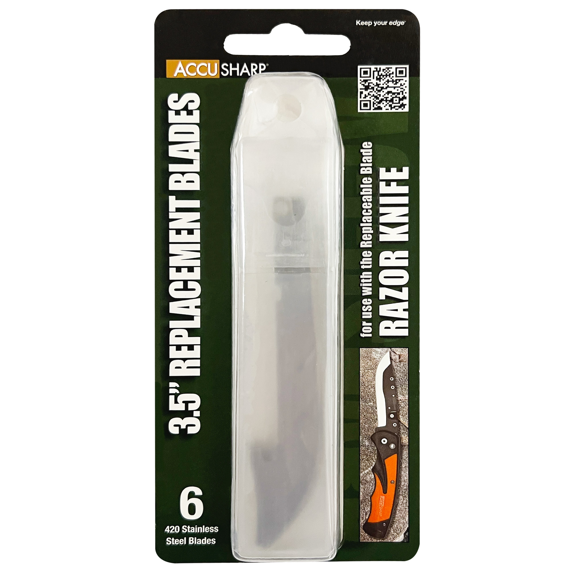 AccuSharp 742C Replaceable Blade Razor Replacement Blades 3.50" Stainless Steel Blade 6 Blades