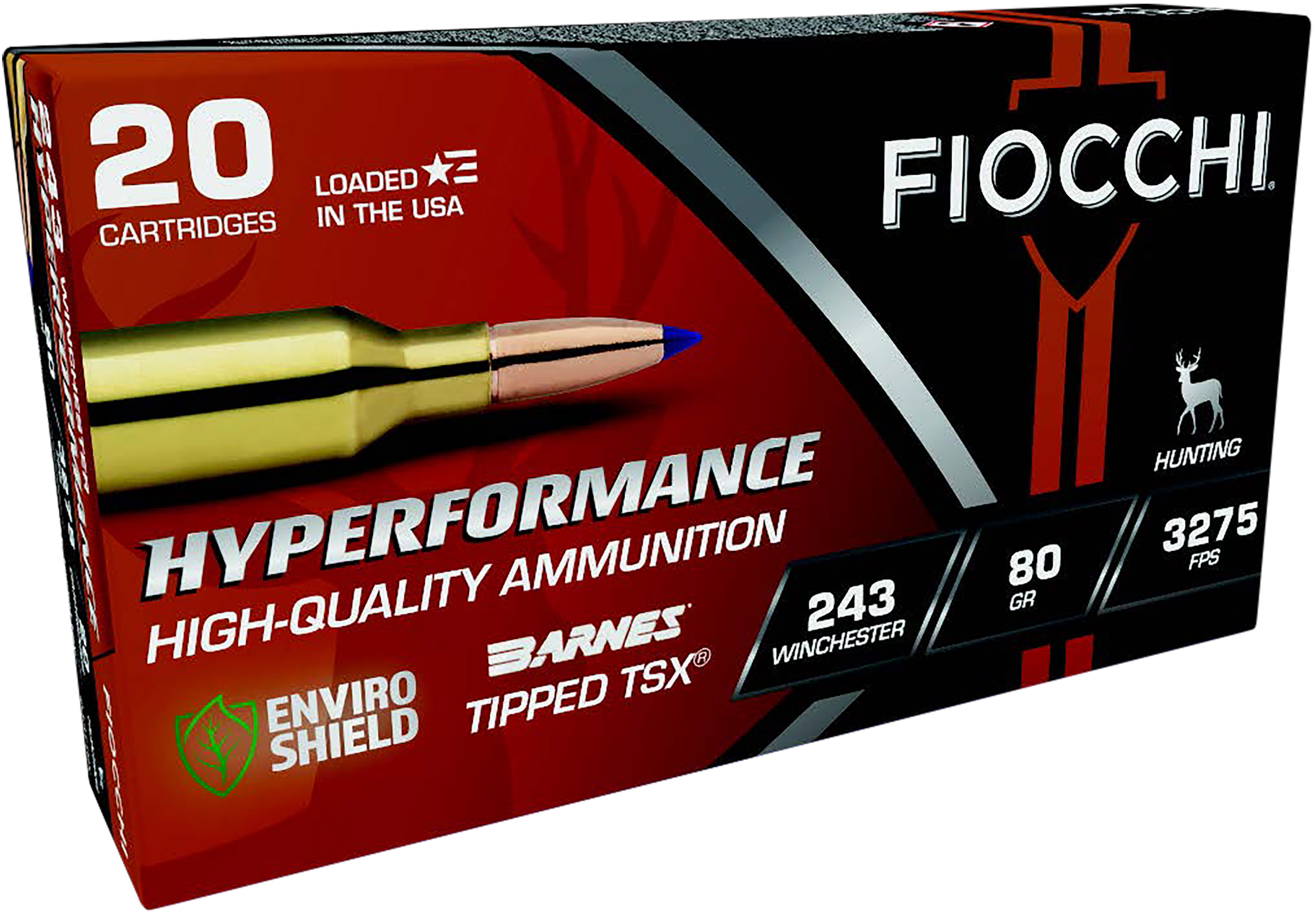 Fiocchi Hyperformance Hunt 243 Winchester Barnes Tipped Tsx 80 Grain 20 Rounds