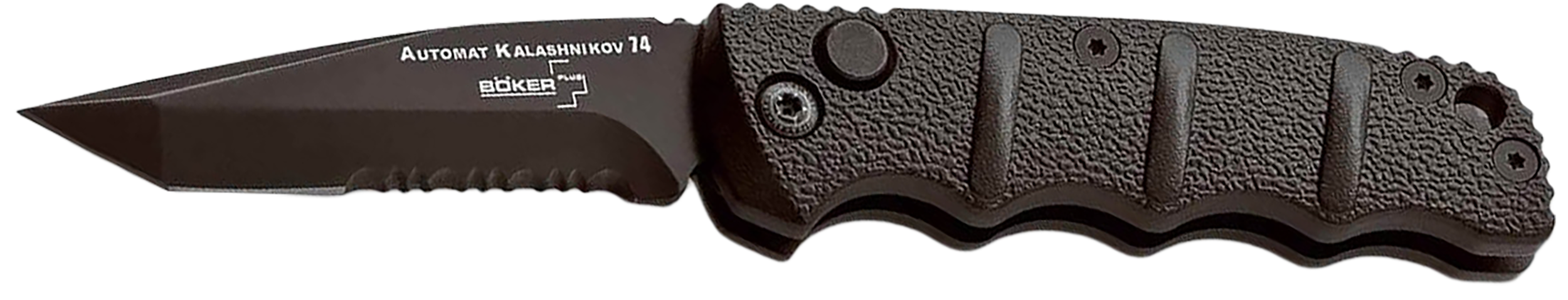 Boker 01KALS98  Kalashnikov Pocket 2.52" Tanto Plain D2 Steel Blade Black Aluminum Handle