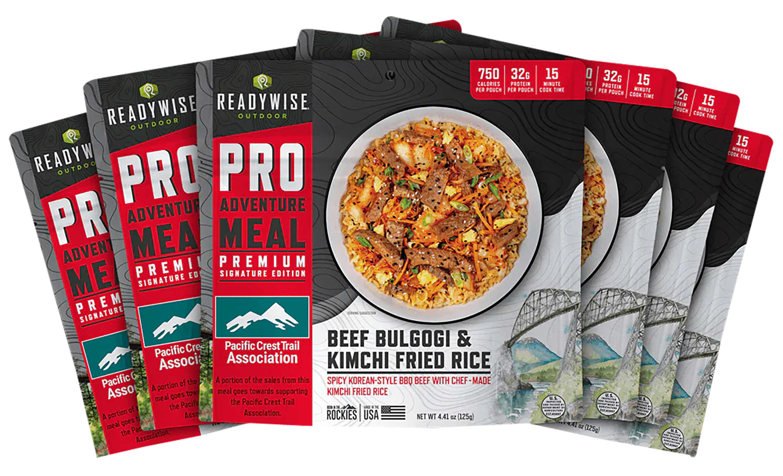 ReadyWise RW05194 Outdoor Food Kit Beef Bulgogi & Kimchi Rice 2 Servings Per Pouch, 6 Per Case