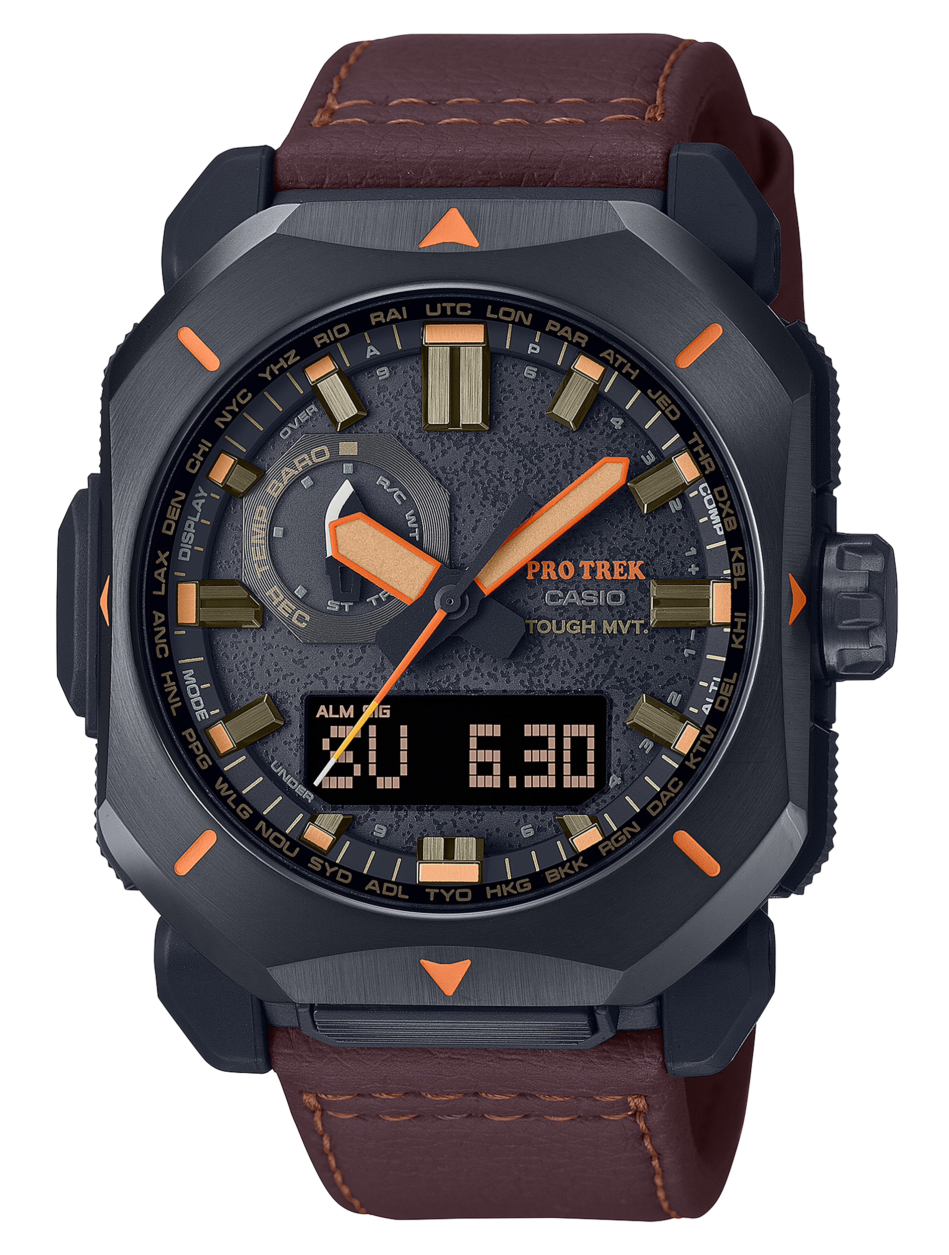 G-shock/vlc Distribution PRW6900YL5 Casio Pro Trek Black/Brown Size 145-215mm Features Digital Compass