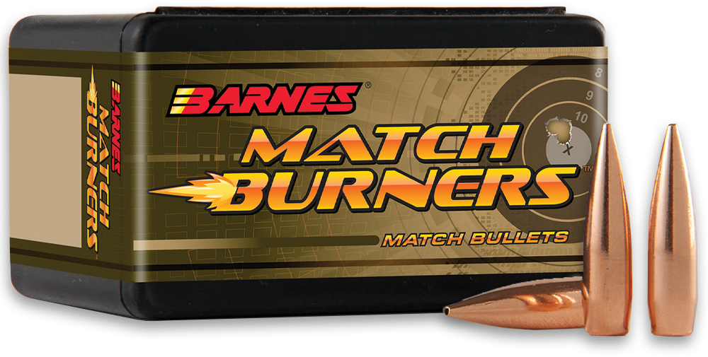 Barnes Bullets 32050 Match Burners  22Cal 77gr Match Burners Boat Tail 100 Per Box/10 Case