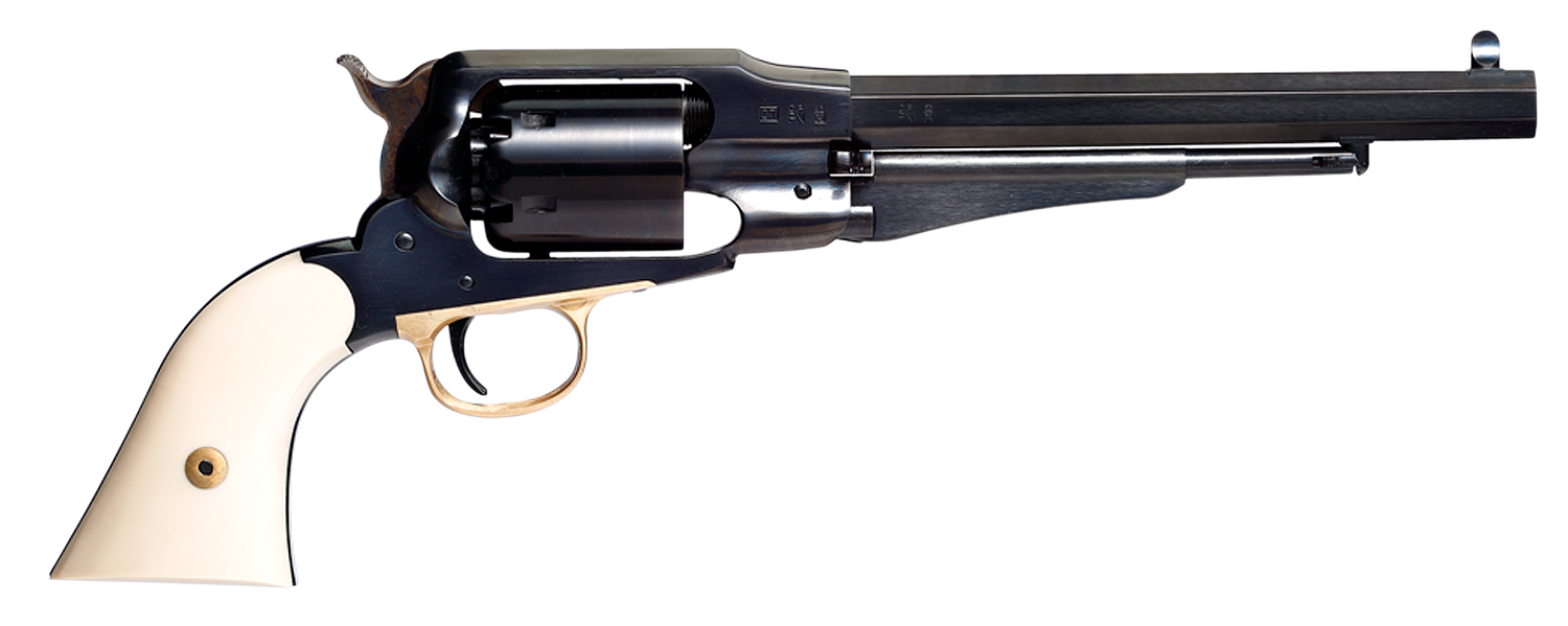 Taylors and Company 550778 Sodbuster Black Powder  SAO 44 Cal Striker Fire 8" 6rd Blued 2-Piece Ivory Grip