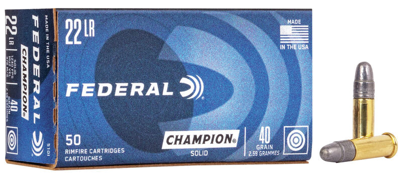 Federal 22LR Solid High Velocity Lead Round Nose 40 Grain 500 Rounds