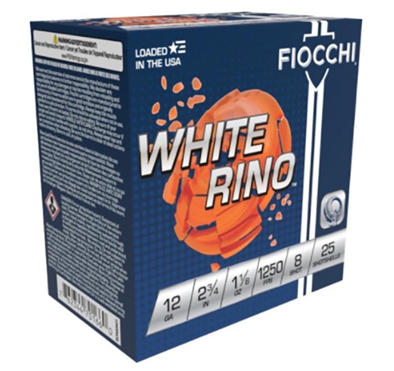 Fiocchi White Rino, 12 Gauge, Lead Shot, 1 1/8 Ounce, 250 Rounds