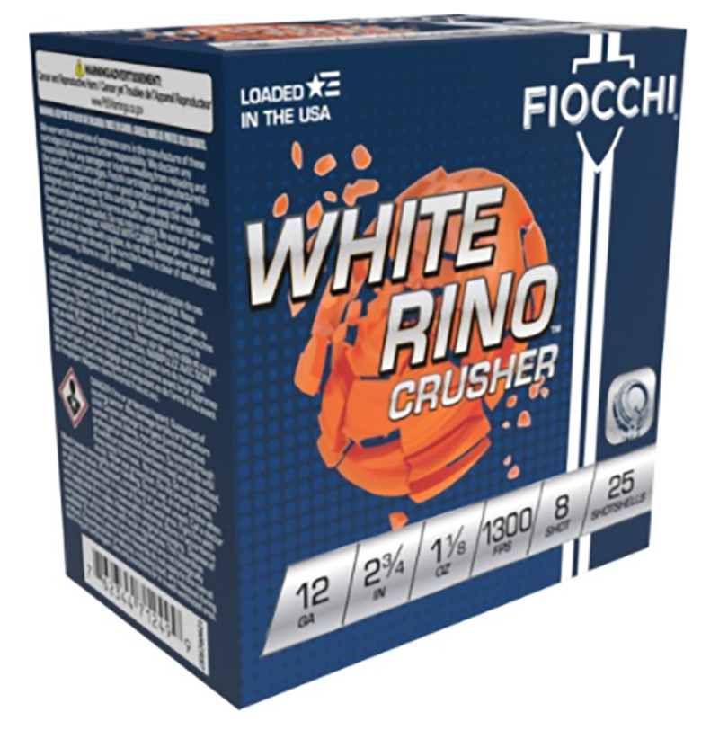 Fiocchi White Rino Crusher 12 Gauge Number Eight Shot 1 1/8 oz 250 Rounds