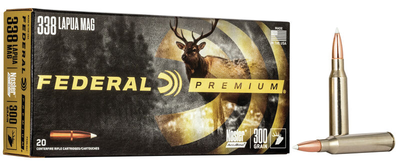 Federal Premium 338 Lapua Magnum 300 Grain Nosler Accubond 20 Rounds
