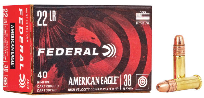 Federal American Eagle 22 Long Rifle Copper Plated Hollow Point 38 Grain 40 Rounds