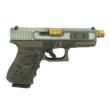 Glock G19 Gen 3 9mm Luger 4.4in 15rd Two Tone Silver Slide Brown Frame Gold Threaded Barrel Trump Edition