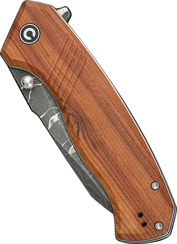 CIVIVI Placoid Flipper & Thumb Stud Knife Guibourtia Wood Handle (3.67"" Damascus Blade) C23079-DS1