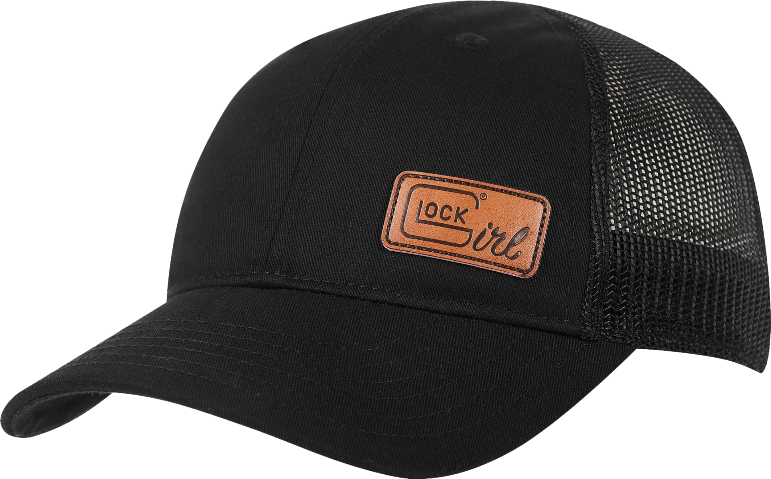 Glock AP96239 Ponytail Hat  Black Leather Glock Girl Patch