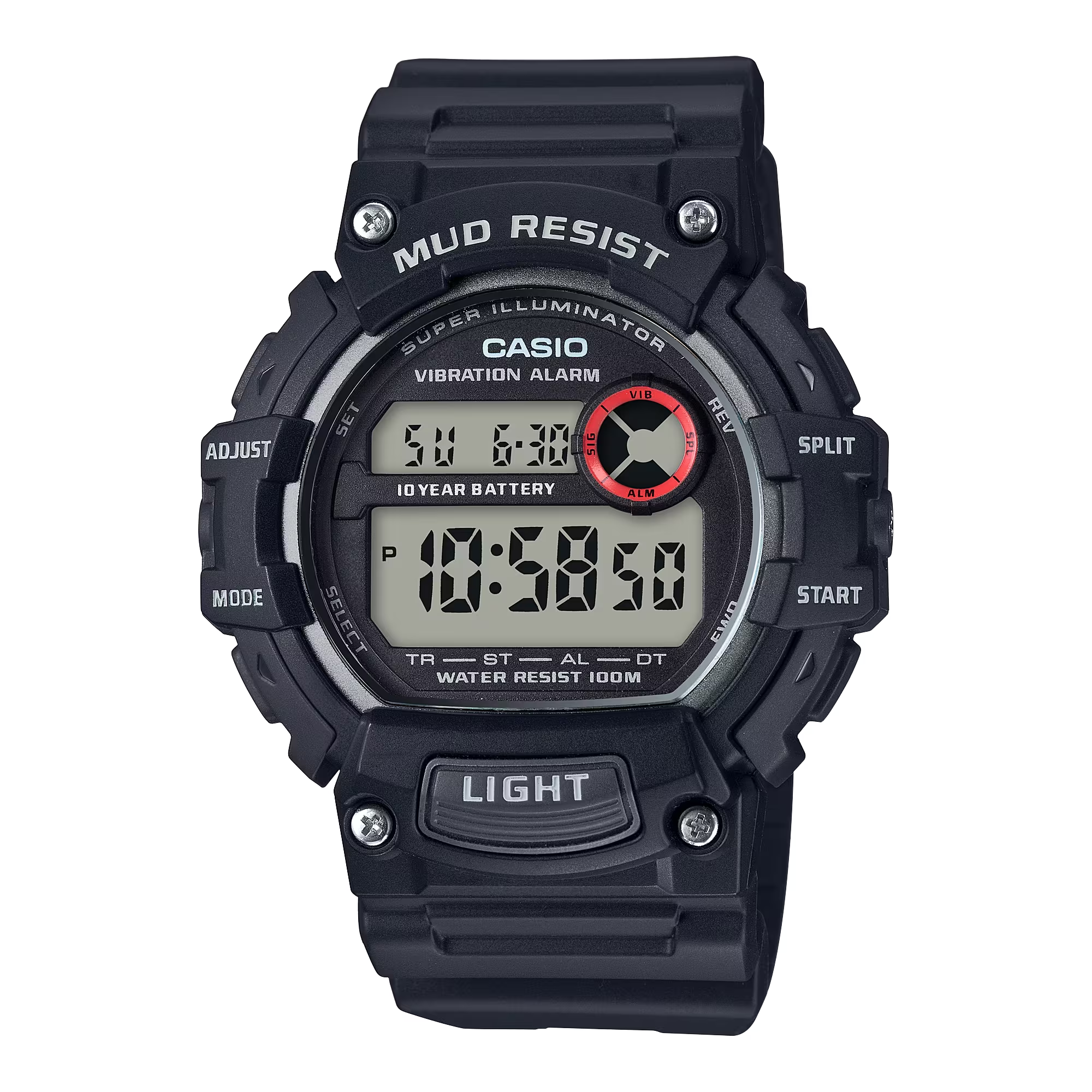 Mud-Resistant Digital Watch w/ Vibration Alarm - TRT-110H-1AVCF