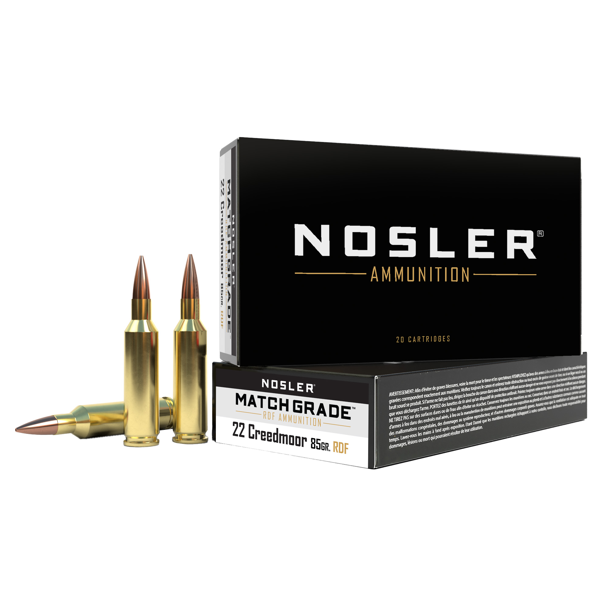 Nosler Rdf 22 Creedmoor Hollow Point Boat Tail 85 Grain 20 Rounds