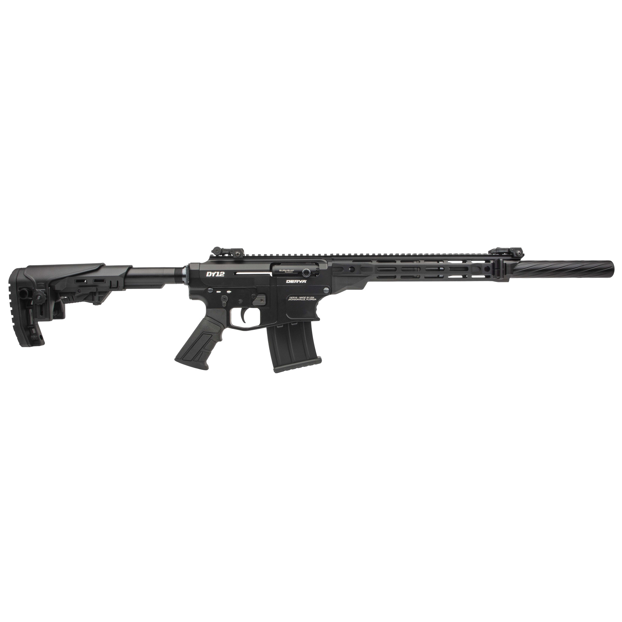 Derya Firearms DY1218US  DY12 12 Gauge Semi-Auto 5+1 18" Threaded Barrel 7075-T6 Aluminum Receiver Mil-Spec Pistol Grip