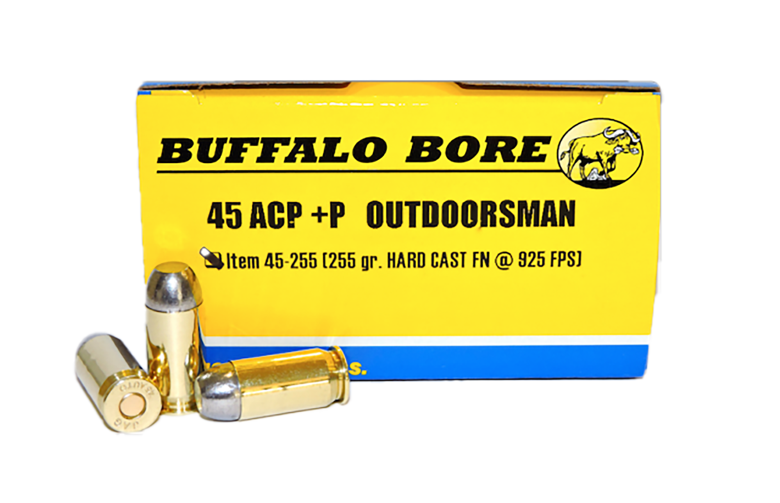 Buffalo Bore Ammunition 4525520 Outdoorsman Strictly Business 45ACP +P 255gr Hard Cast Flat Nose 20 Per Box/12 Case