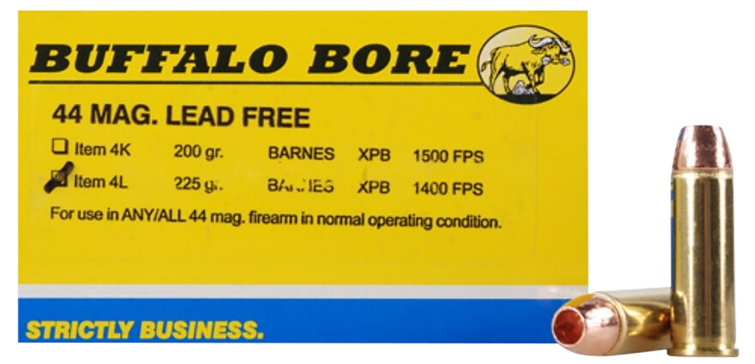 Buffalo Bore Ammunition 44 Remington Magnum Barnes VOR-TX XPB Lead Free 225 Grain 20 Rounds