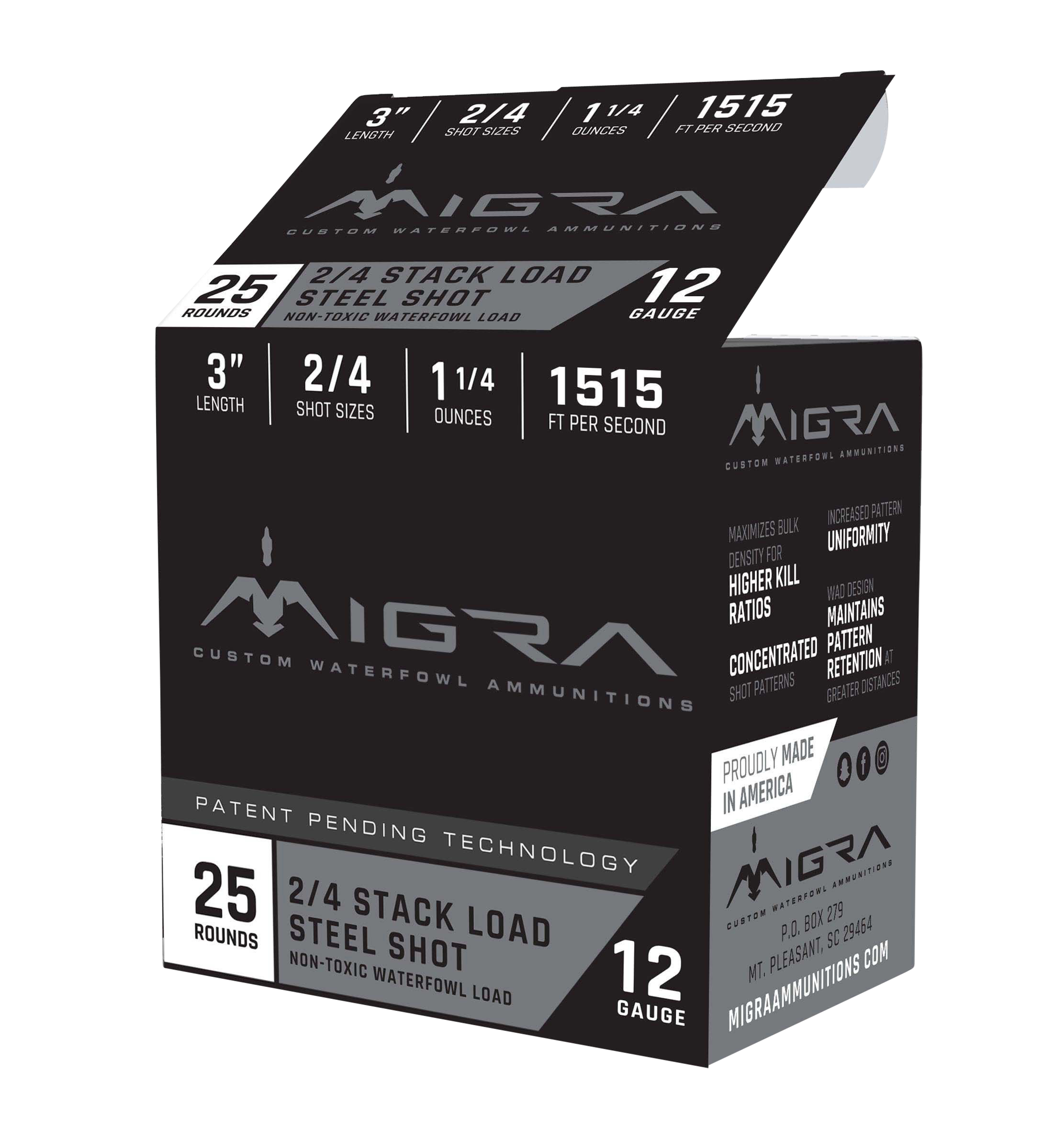 Migra Ammunitions M12S46 12 Gauge Stack 1 1/4 Ounce 4/6 Shot 25 Rounds