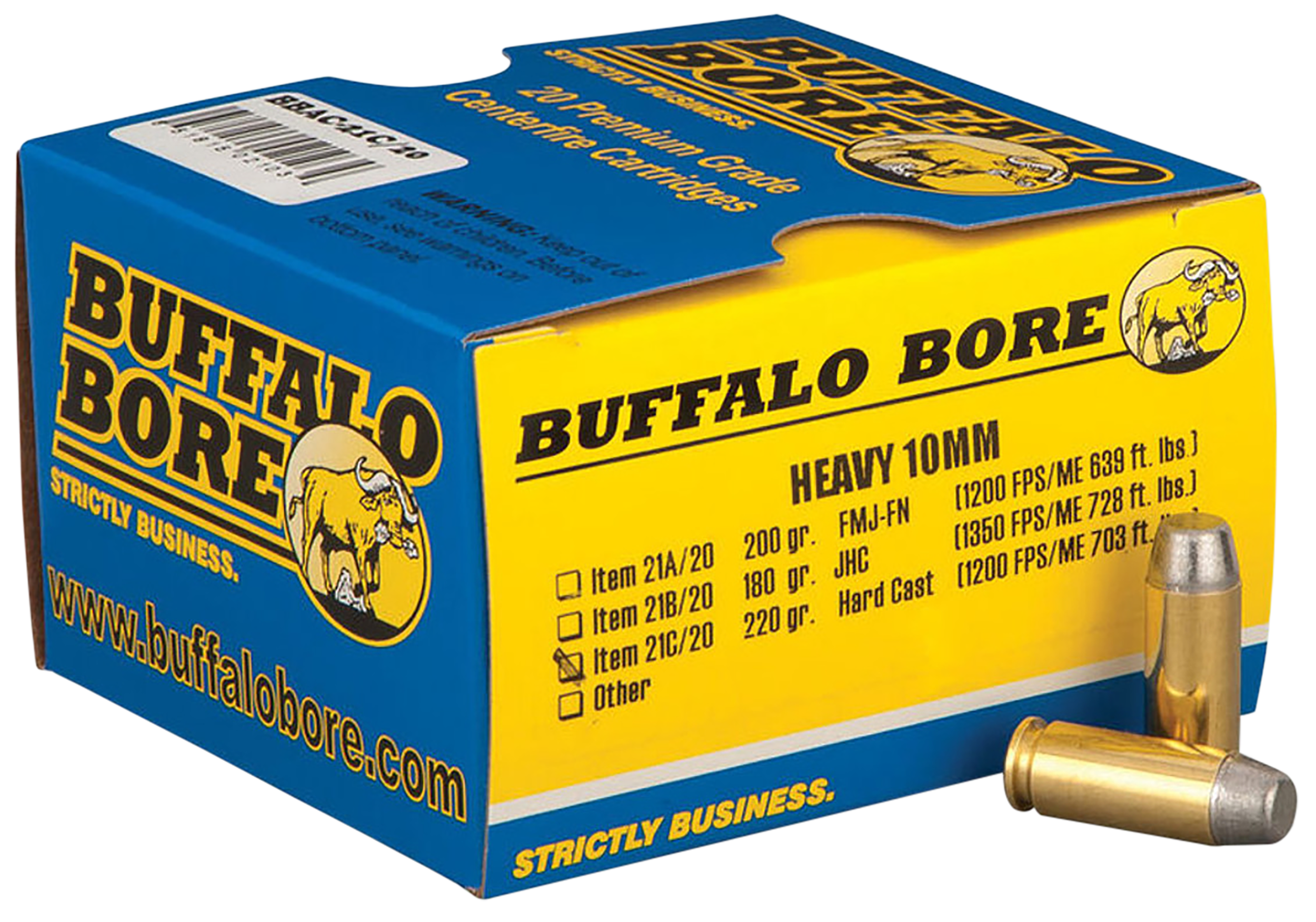 Buffalo Bore Outdoorsman 10mm Auto Hard Cast Flat Nose 220 Grain 20 Rounds