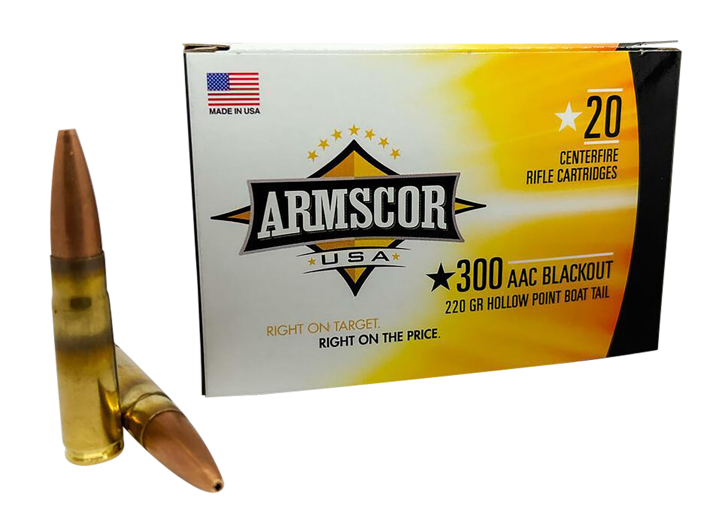 Armscor FAC300AAC3N 300 AAC Blackout Hollow Point Boat Tail 220 Grain 20 Rounds