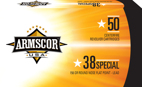 Armscor Cowboy Pistol Ammo 38 Special Round Nose Flat Point 158 Grain 50 Rounds