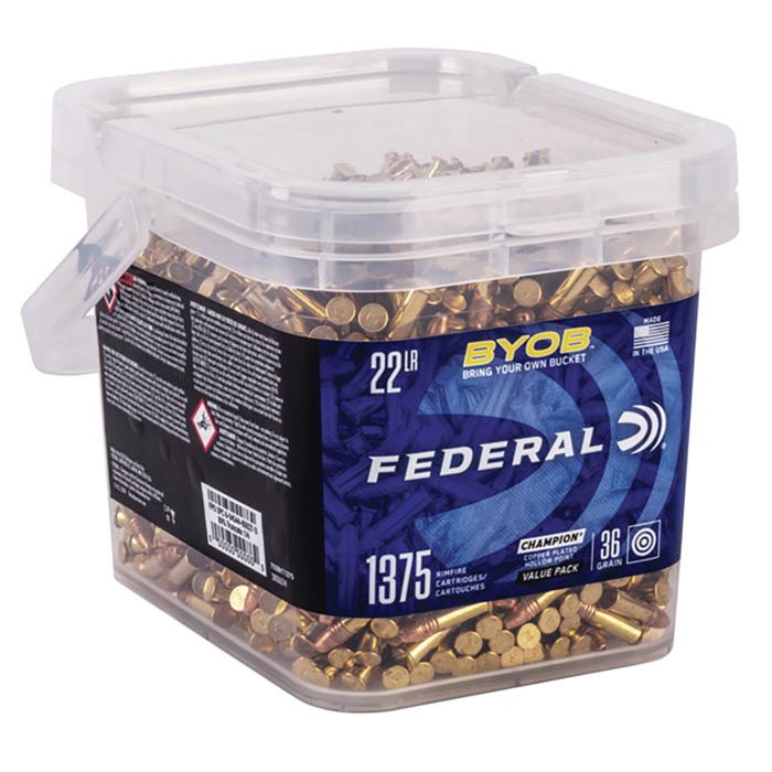 Federal BYOB .22 LR Copper-Plated Hollow Point Ammo, 36 Grain, 1375 Rounds