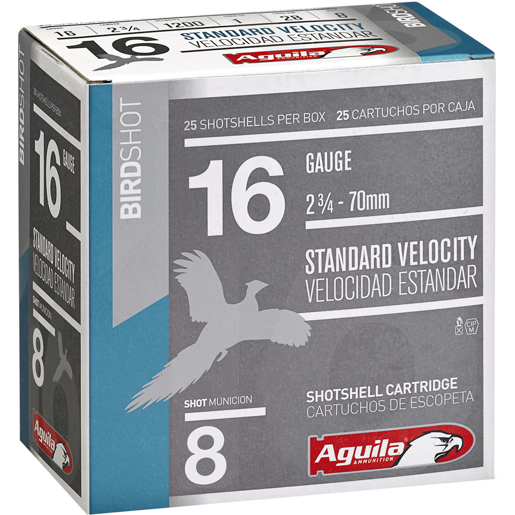 Aguila Standard Velocity 16 Gauge Shotgun Game Load 1 oz 8 Shot 25 Rounds