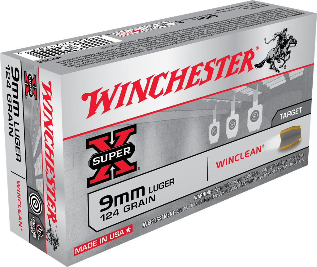 Winchester Super X 9mm Luger Winclean Brass Enclosed Base 124 Grain 50 Rounds