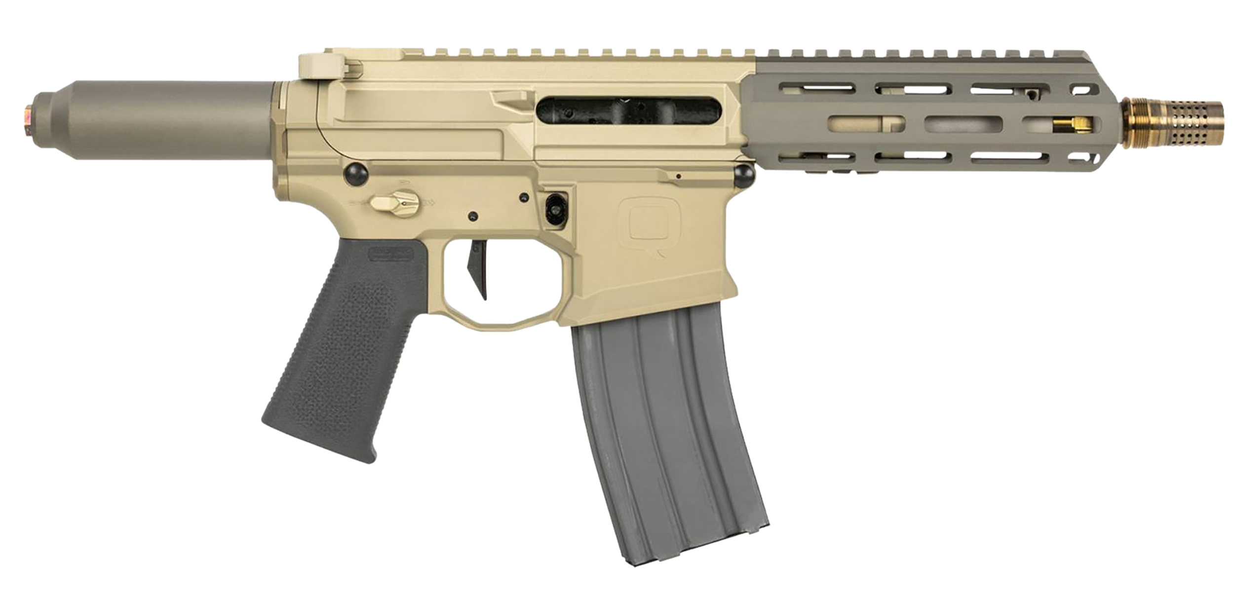 Q LLC Honey Badger 223 Rem/5.56 NATO 10" 10 Round M-LOK Handguard Anodized Aluminum Receiver Adjustable Gas Block Tapered Muzzle 70 Degree Safety Selector