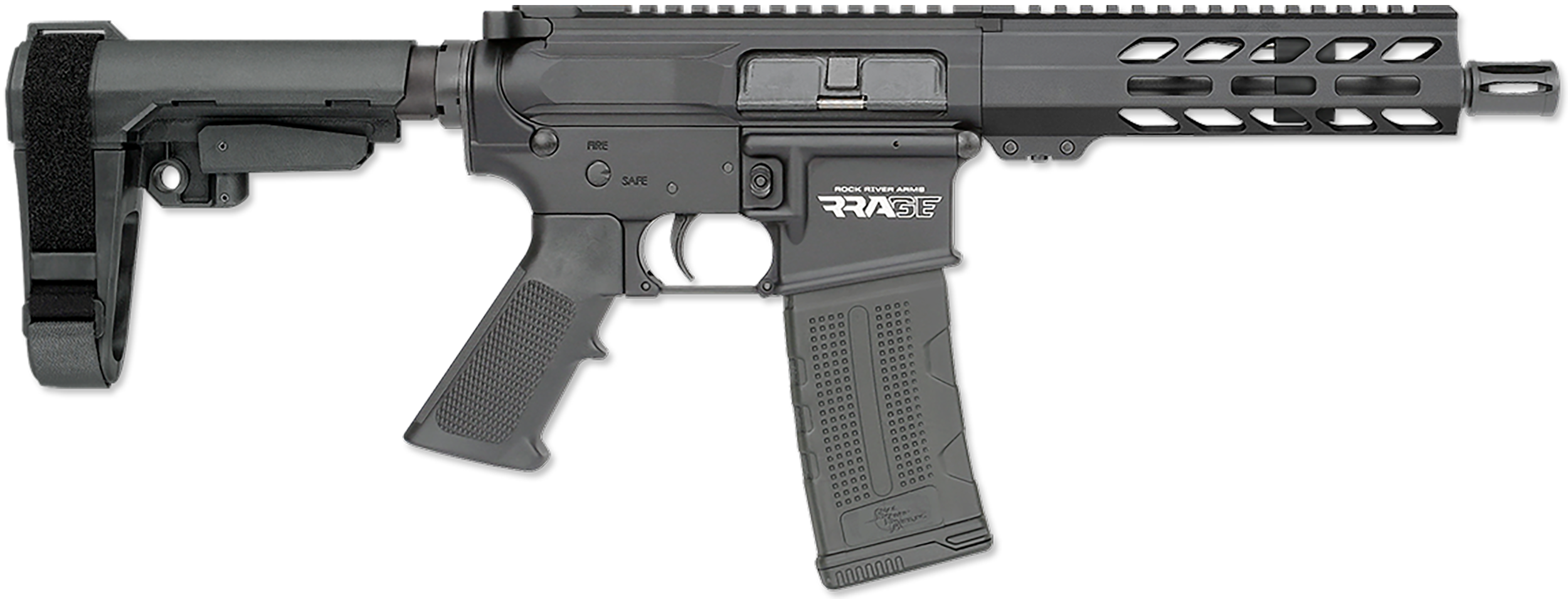 Rock River Arms RRAGE .223 Rem/5.56 NATO 7" 30+1 Anodized Steel Threaded Barrel M-LOK Handguard Aluminum Picatinny Rail Receiver Polymer SBA3 Brace A2 Grip