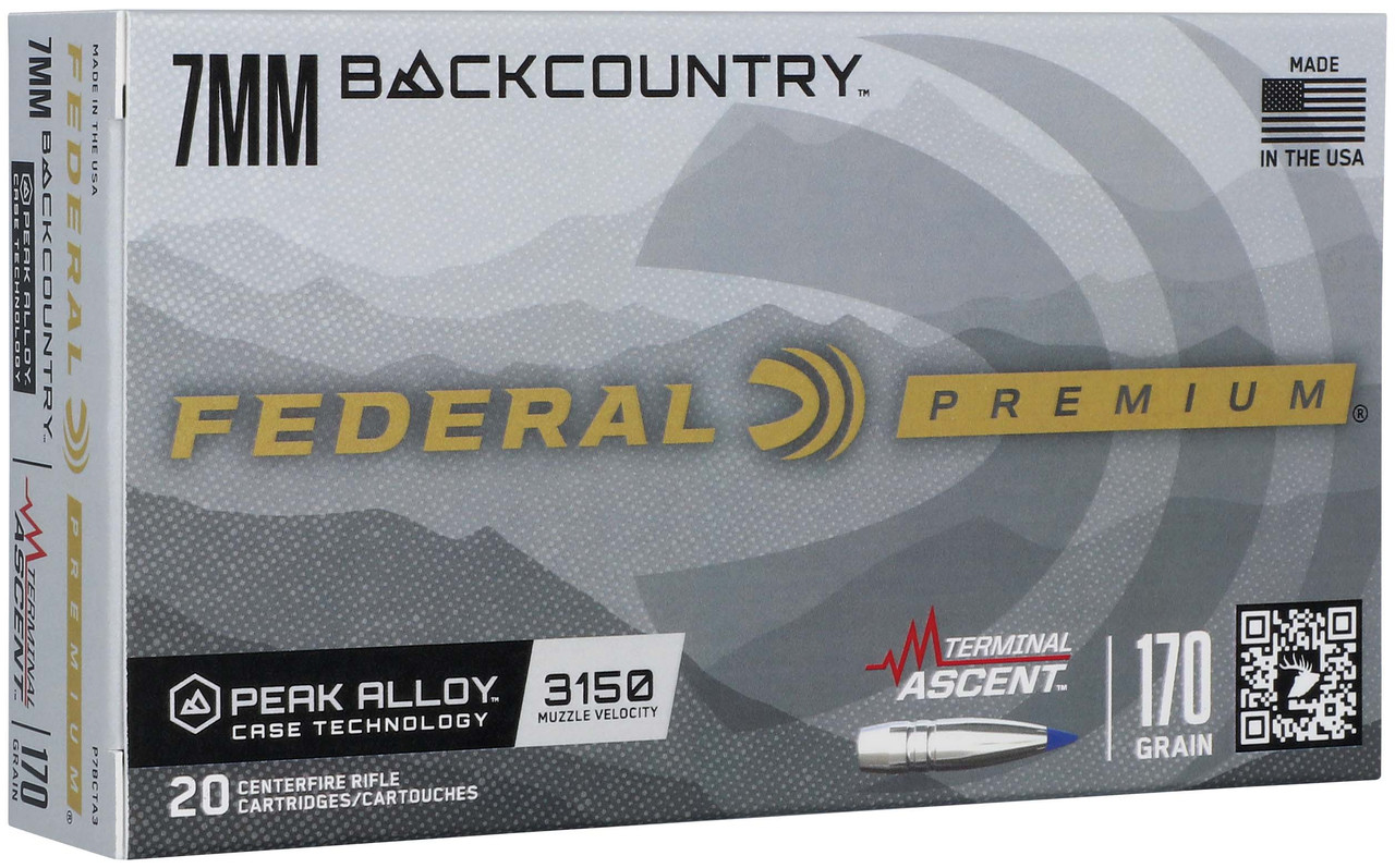 Federal Premium Terminal Ascent 7mm Backcountry 170 Grain 20 Rounds