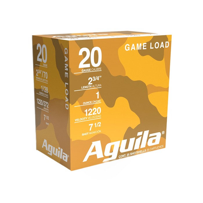 Aguila High Velocity Shotgun Game Load 20 Gauge 7.5 Shot 1 Ounce 25 Rounds