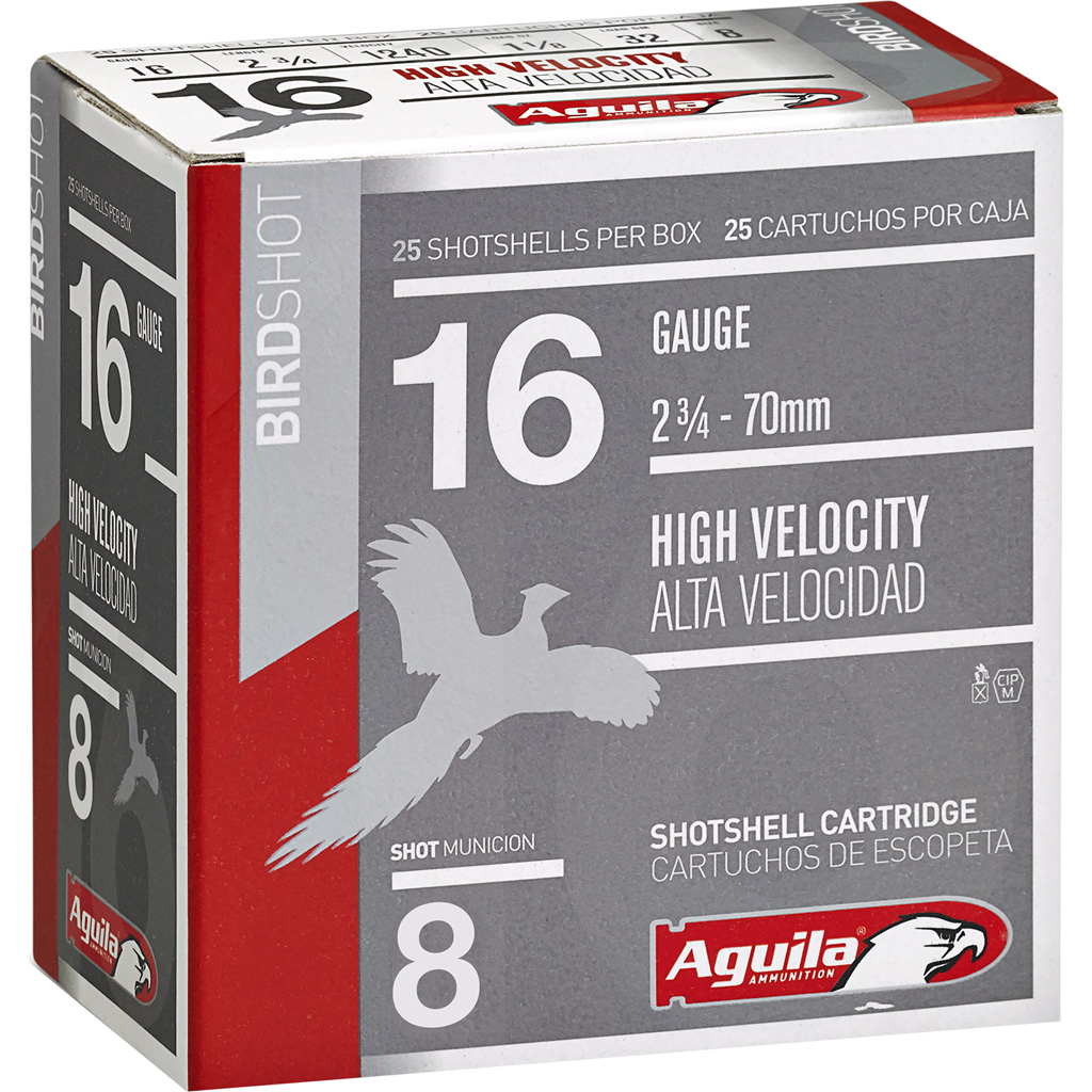 Aguila High Velocity Shotgun Game Load 16 Gauge 8 Shot 1 1/8 Ounce 25 Rounds