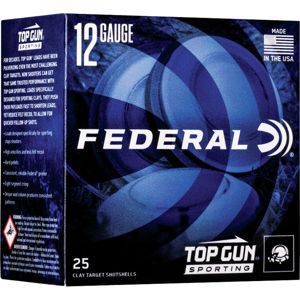 Federal Top Gun 12 Gauge Shotgun Ammo 1 Ounce 7.5 Shot 1300 Feet Per Second 25 Rounds