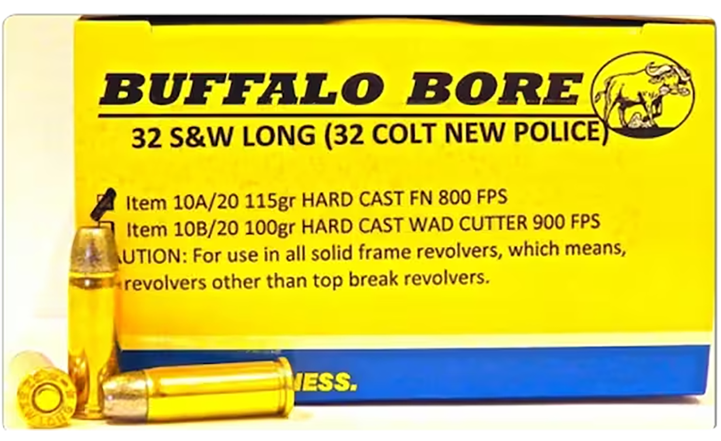 Buffalo Bore Ammunition Personal Defense 32 S&W Long Hard Cast Flat Nose 115 Grain 20 Rounds
