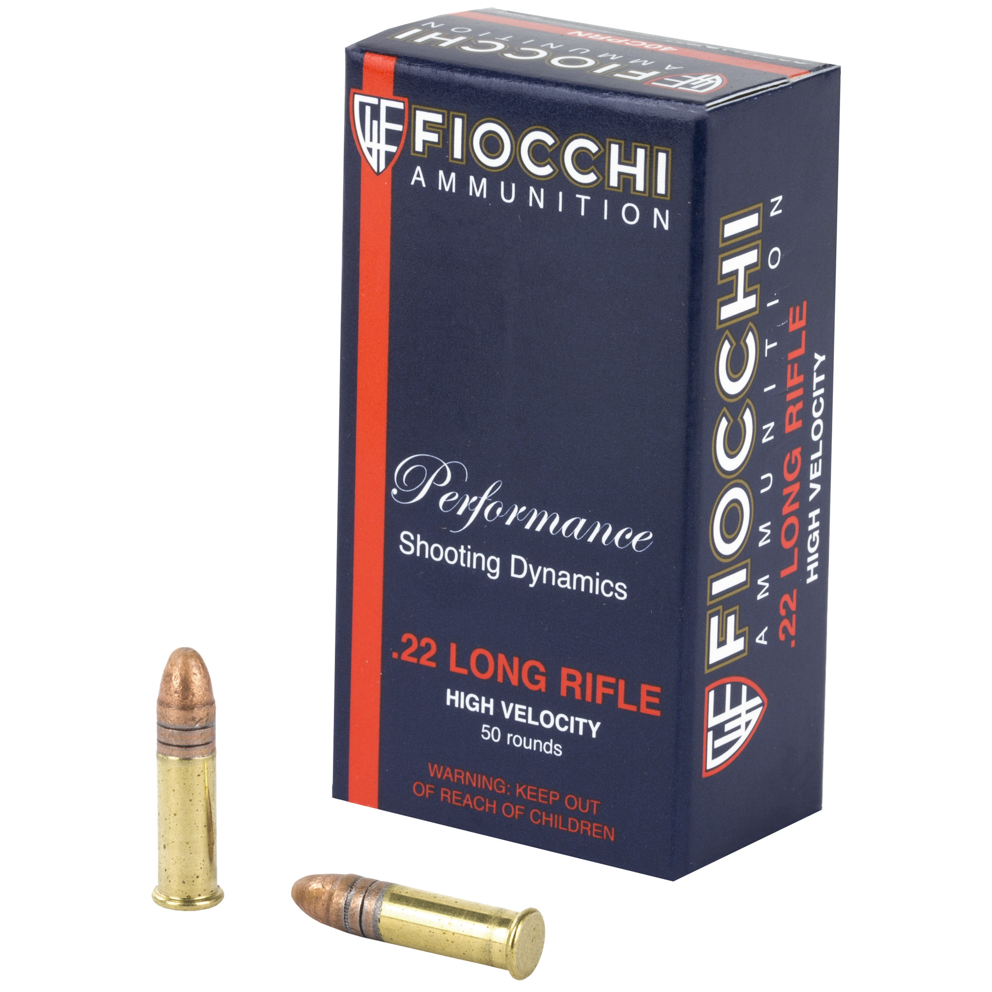 Fiocchi Rimfire 22 Long Rifle Copper Plated Round Nose 40 Grain 50 Rounds